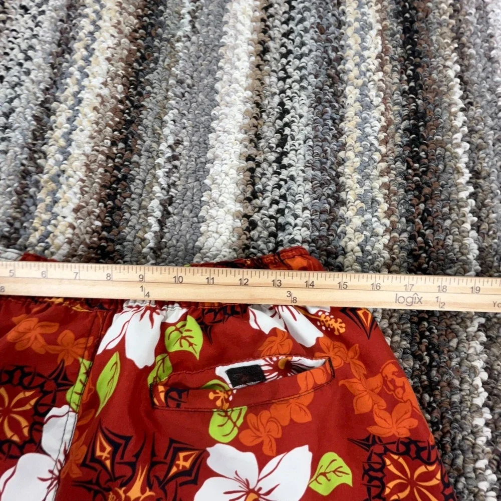 Big Dogs Swim Trunks Men Medium Red Floral Bored Shorts Surfing Hawaiian Beach‎